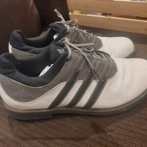 Adidas Men's Black and White Golf Shoes